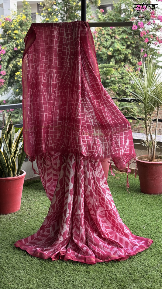 MUSLIN SILK PINK  SAREE - Sutra Saree