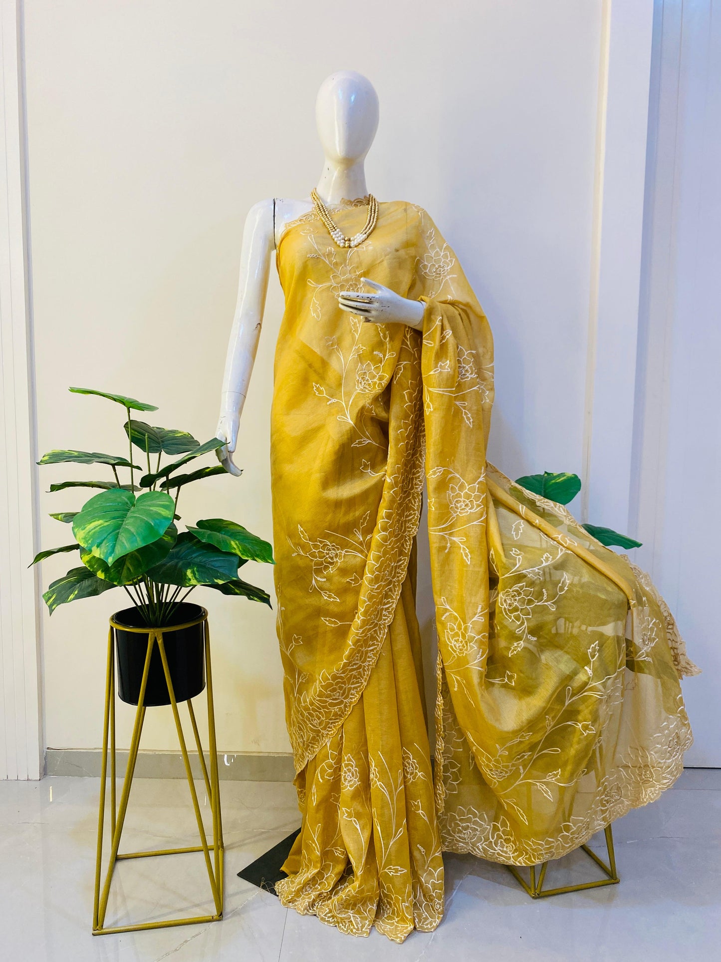 Tissue Yellow saree - Sutra Saree