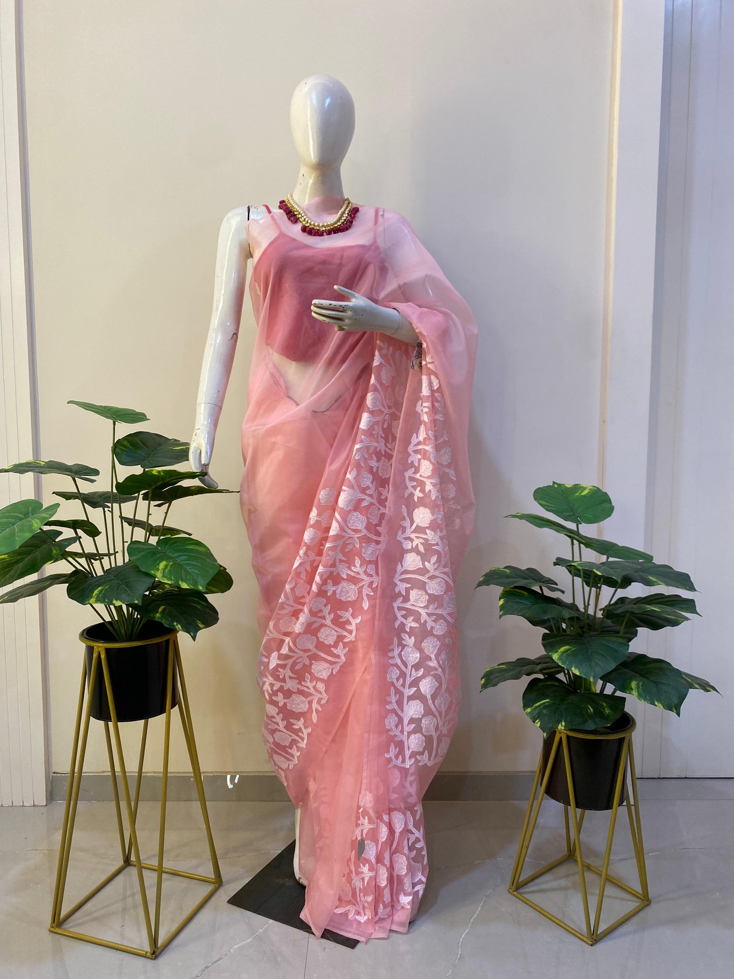 Organza Pink Saree - Sutra Saree