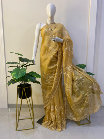 Tissue Yellow saree - Sutra Saree